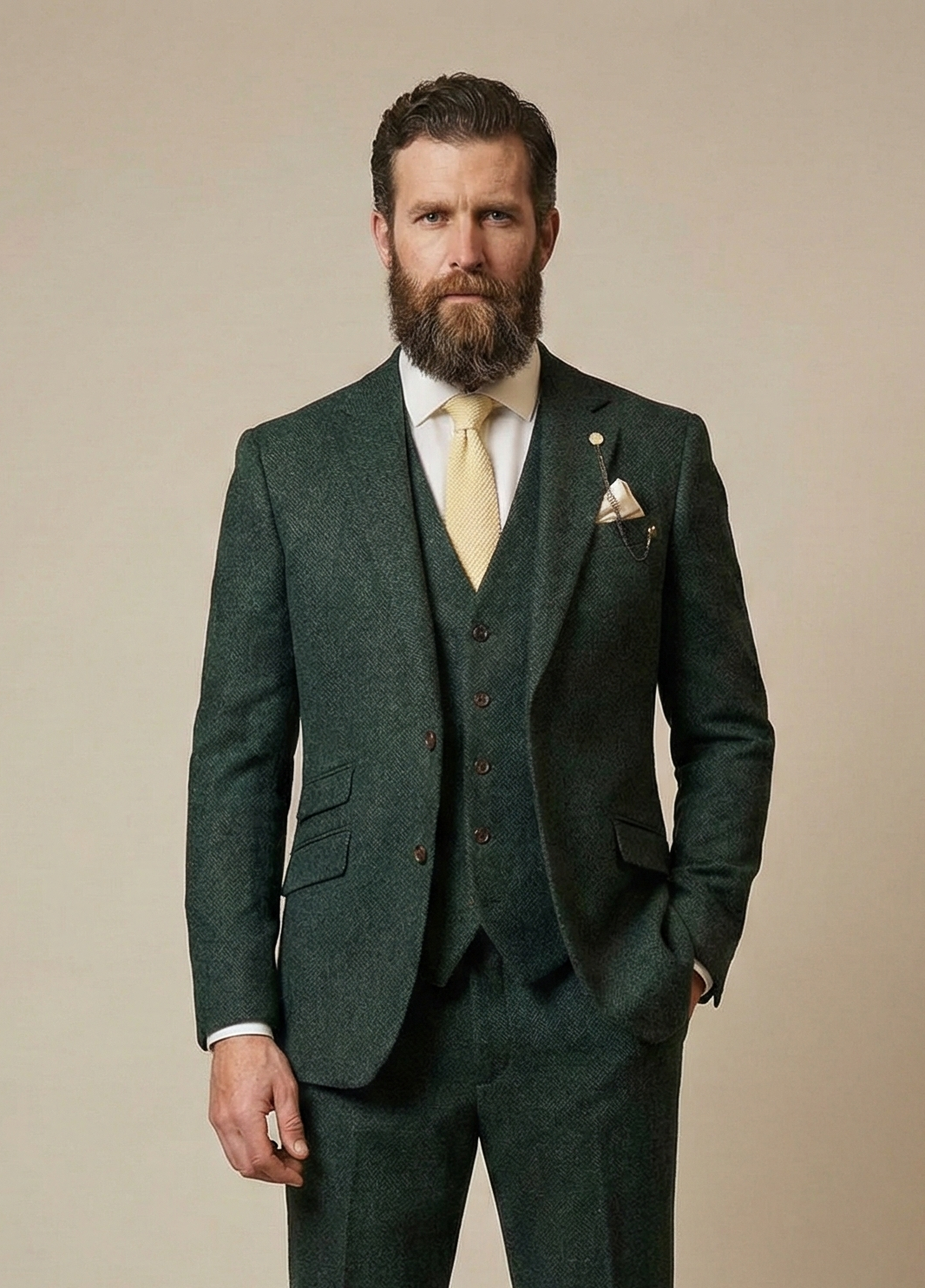 Driedelig Heren Kostuum - Cavani Thomas Lush Olive