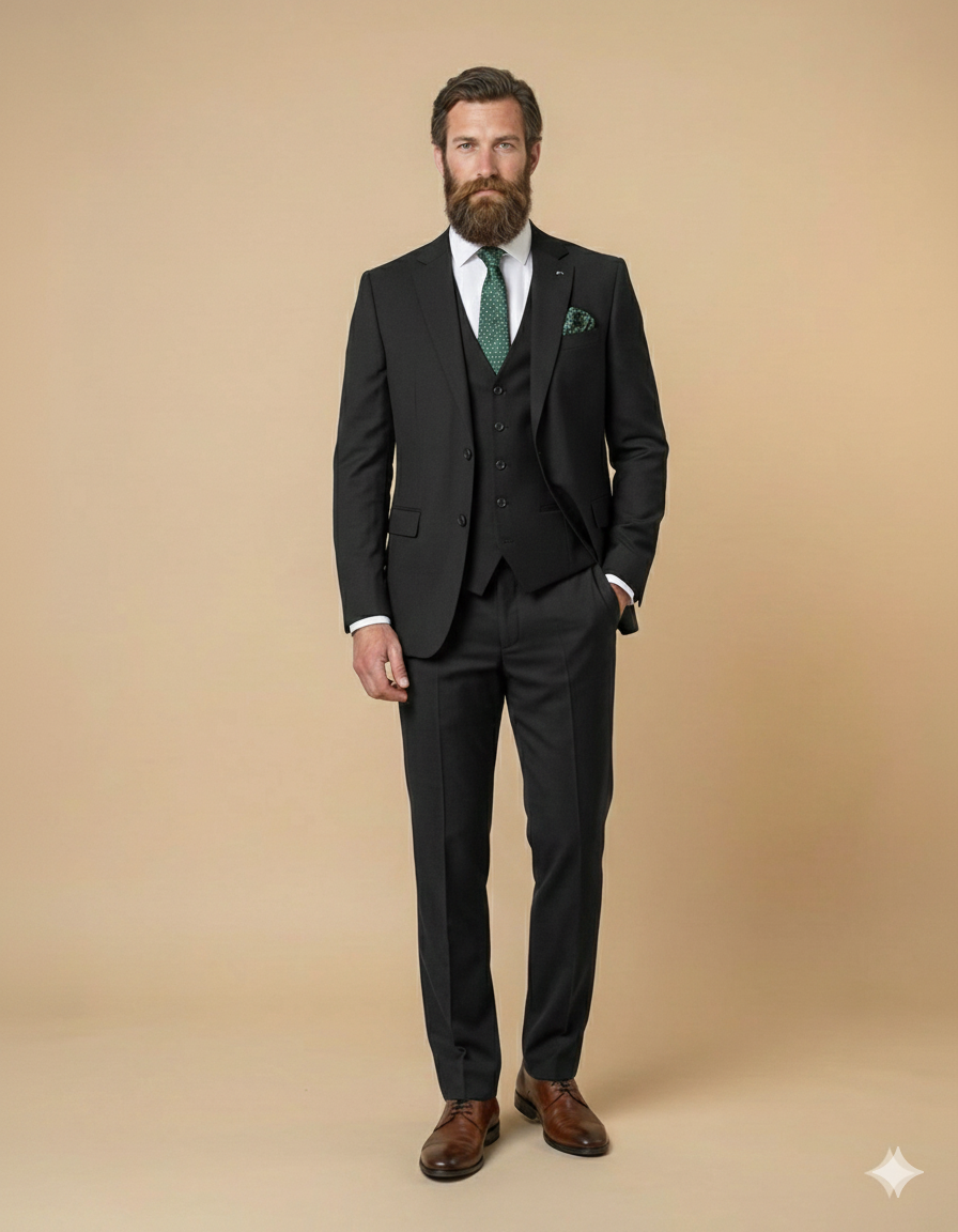 3-delad svart herrkostym - Cavani Malibu svart