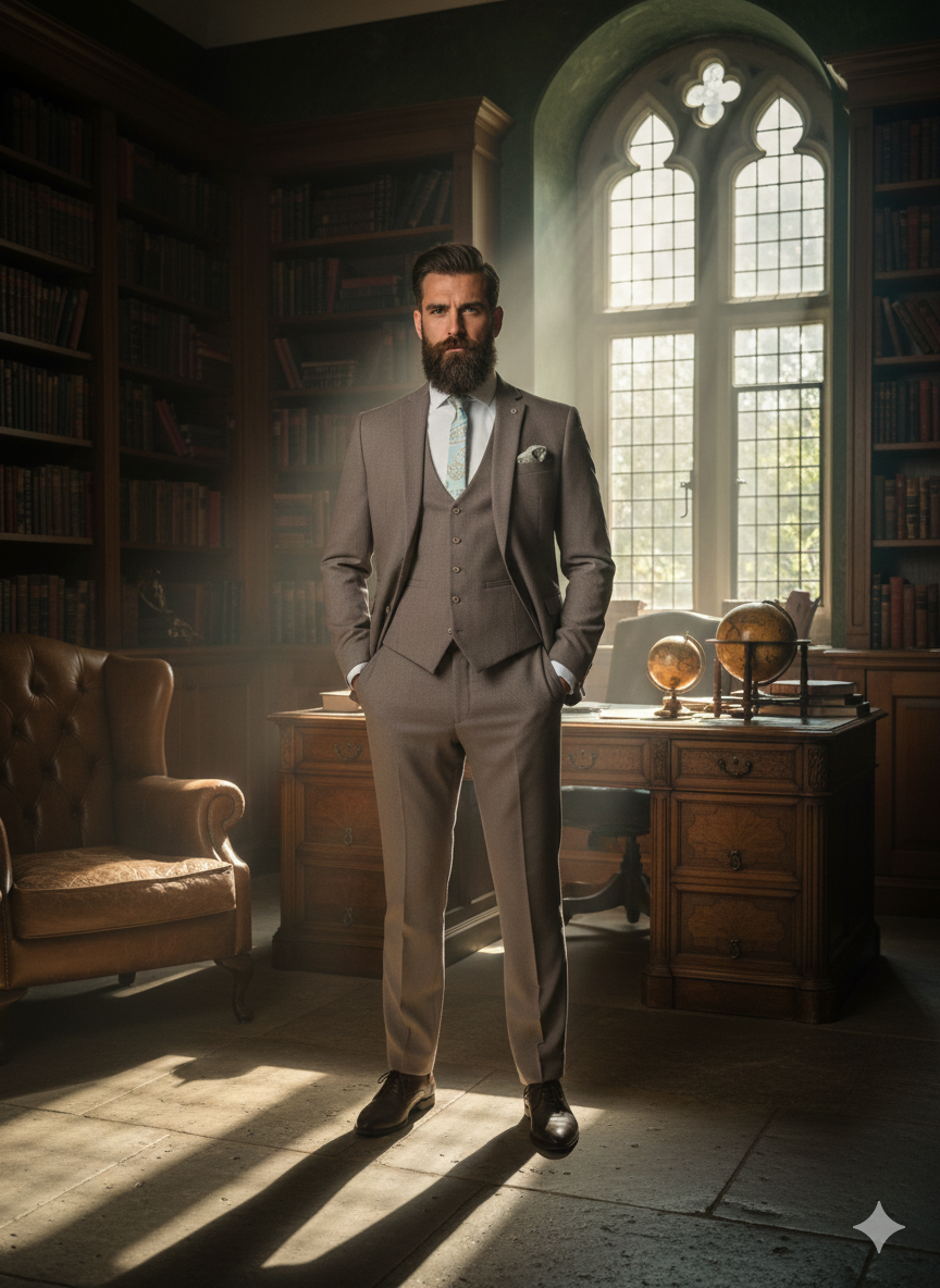 3-delad kostym - Ljusbrun herrkostym - Marc Darcy HM5 Beige kostym