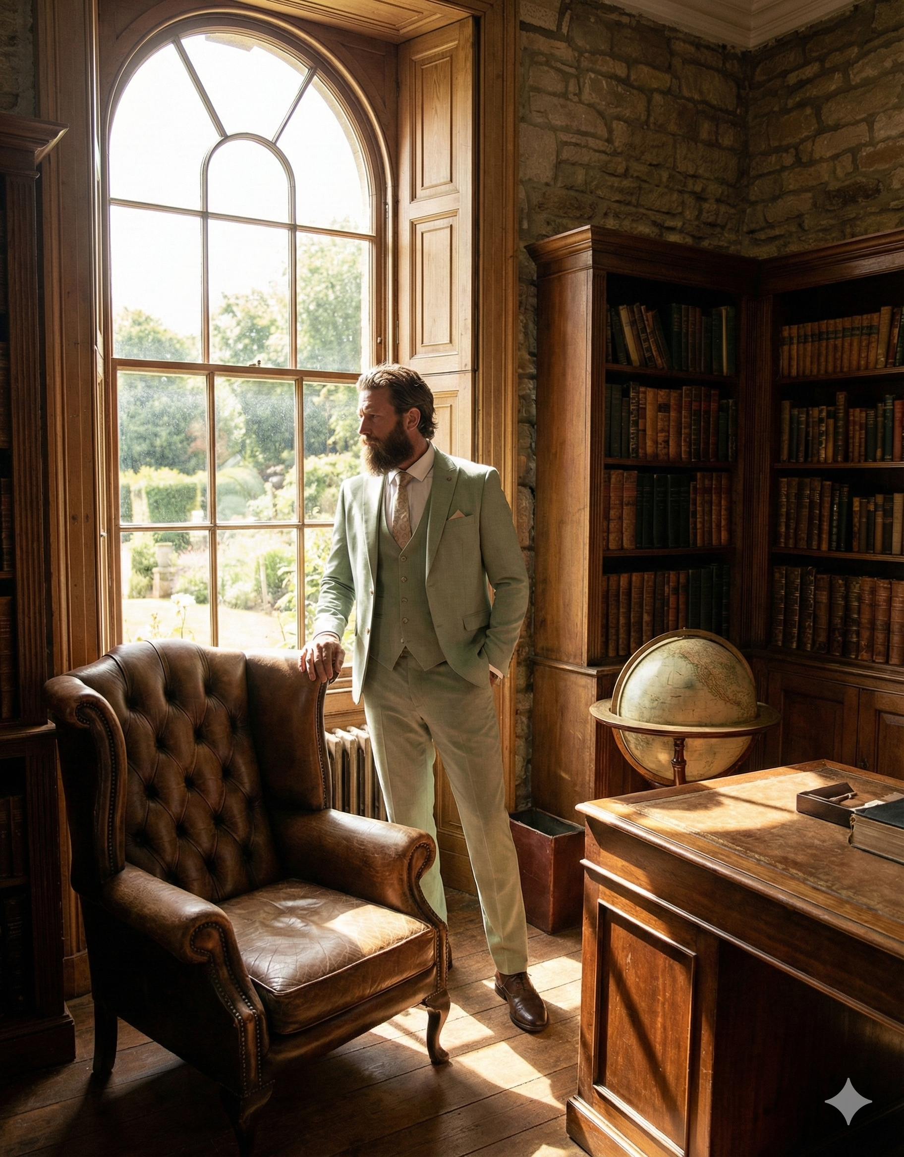 3-delad herrkostym - Marc Darcy Finley Mossgrön