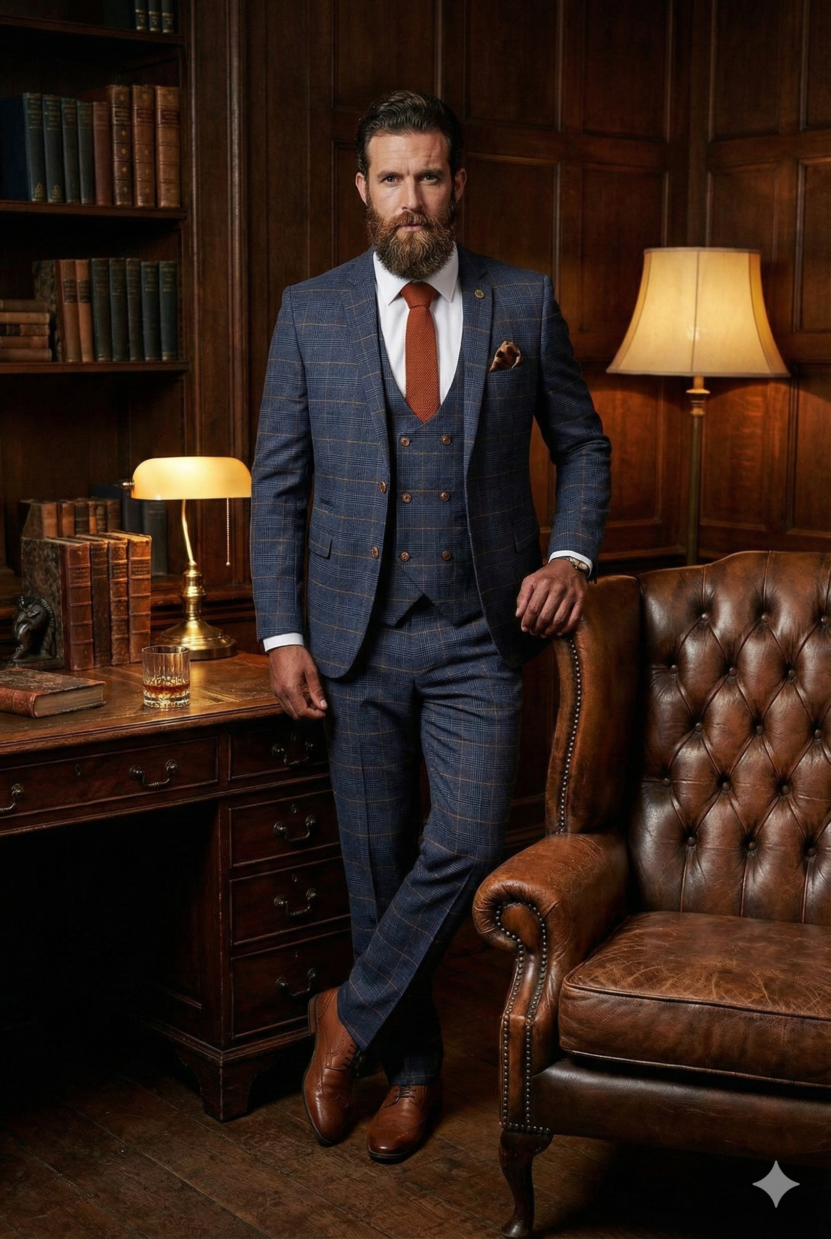 Jenson tredelad kostym i marinblått