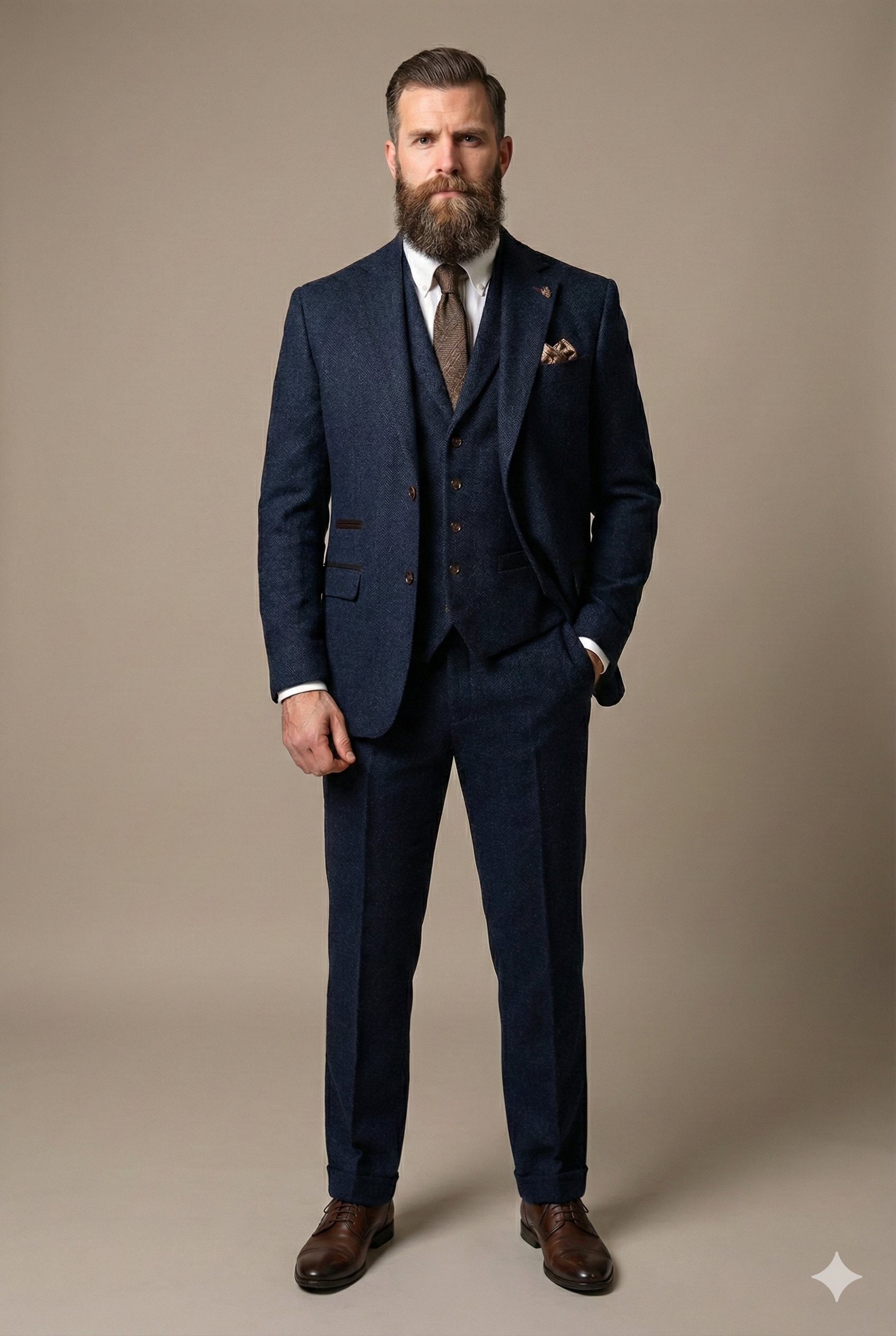 CASTLESON - Pantalon Chief Navy Tweed