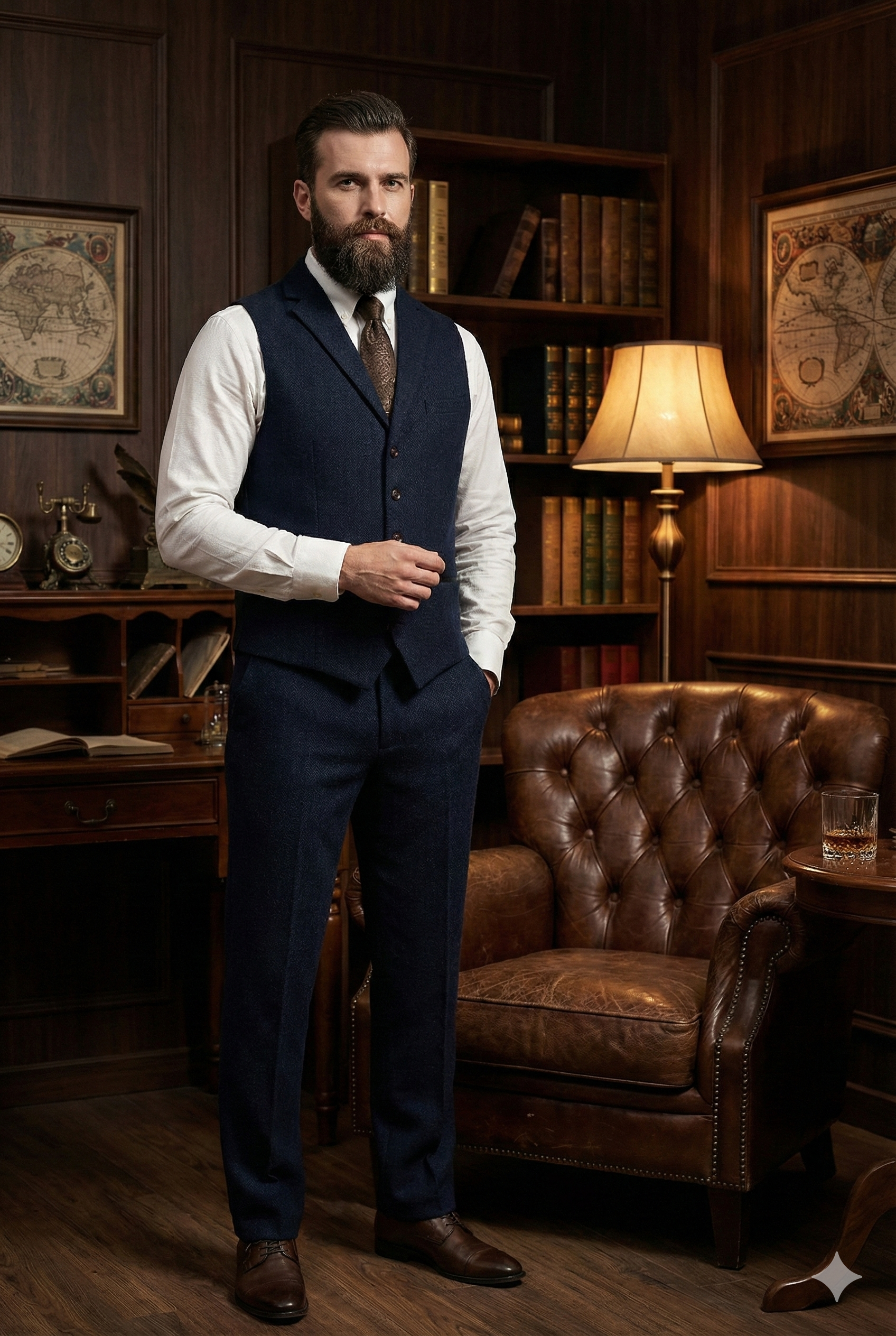 CASTLESON - Gilet Chief Navy Tweed