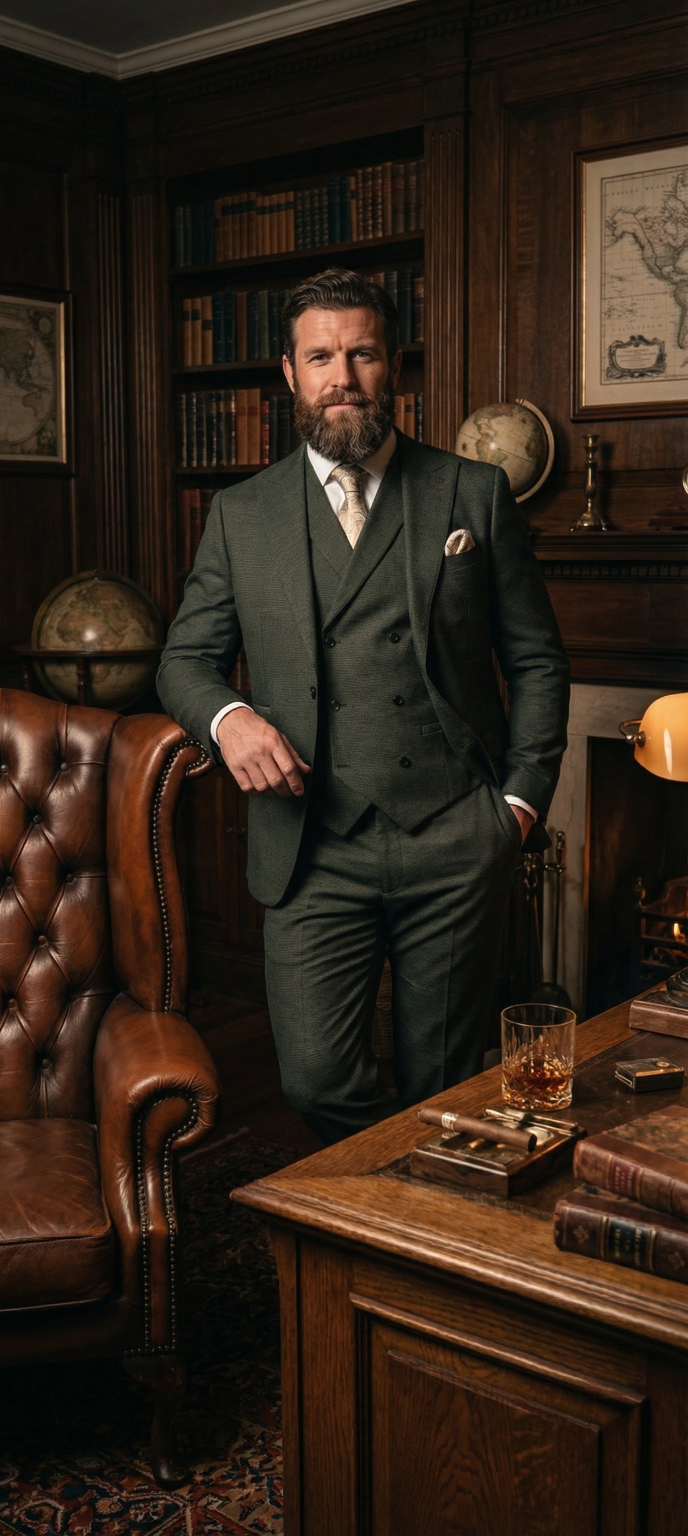 CASTLESON Salute - Driedelig Herenpak Army Green