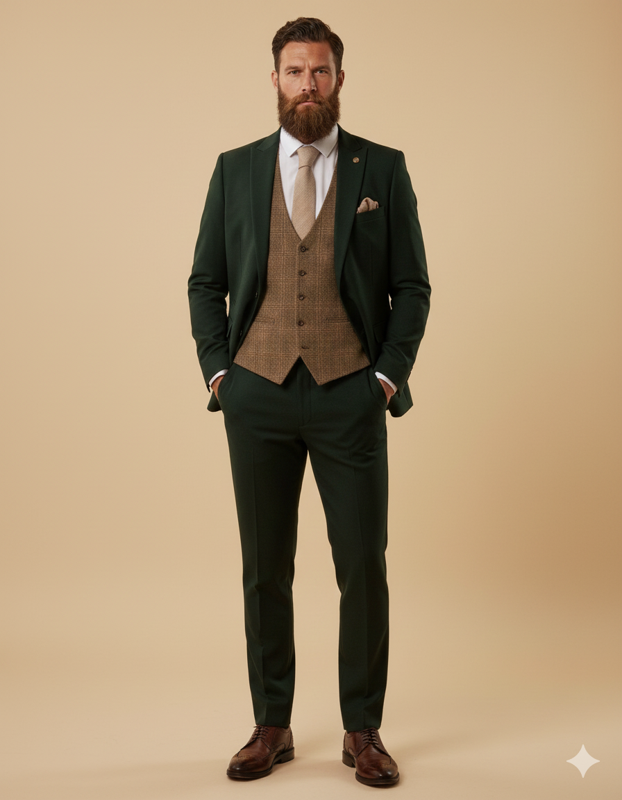 3-delad herrkostym - Marc Darcy Bromley Olive Mix and Match