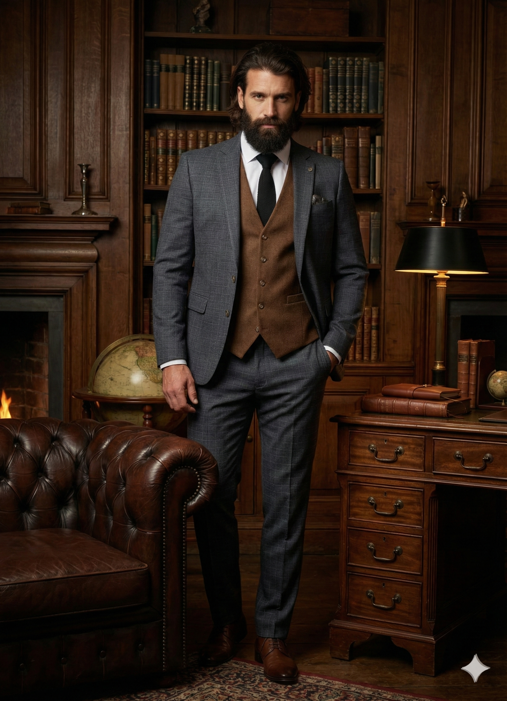 CASTLESON Phantom - Driedelig Herenpak Grey Mix & Match Bradley tan