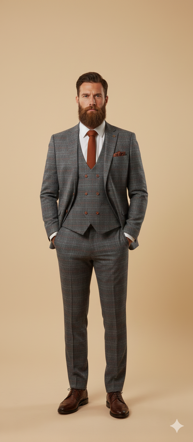 Jenson grå tredelad kostym