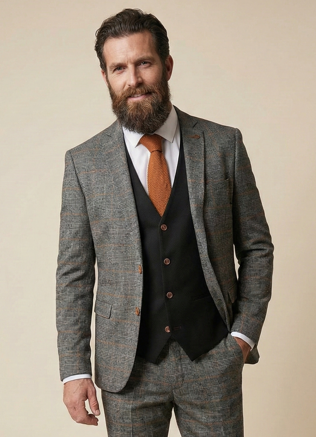 Grijs-pak-met-zwarte-gilet