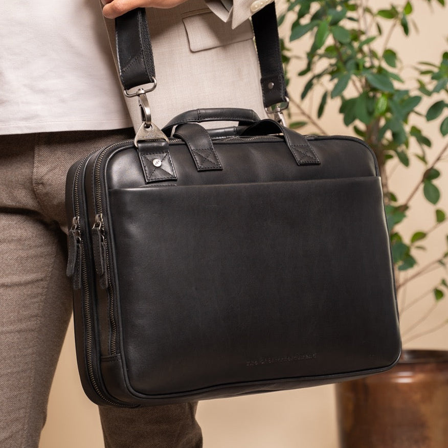 Leren Laptoptas Zwart Iseo