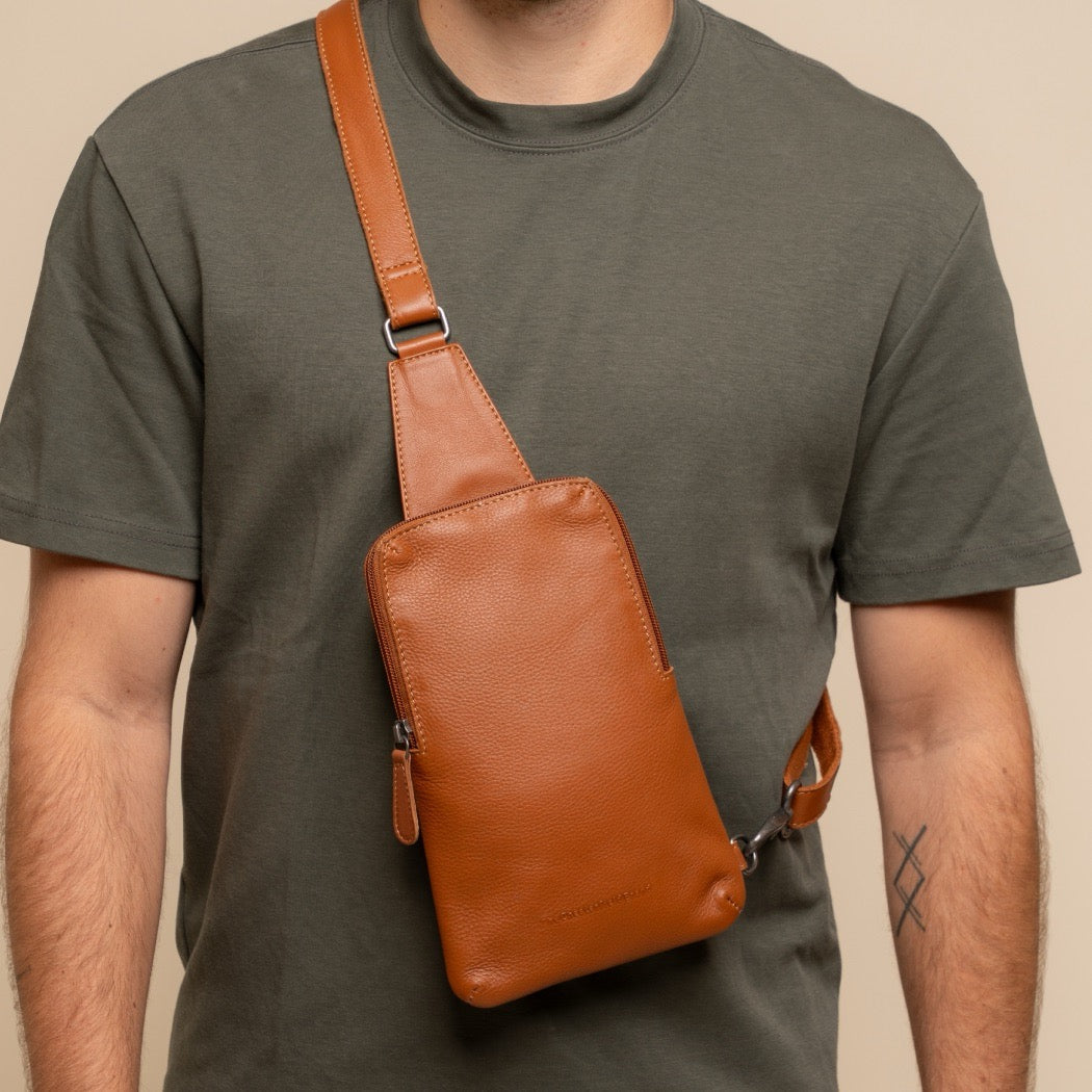 Leren Sling Bag Cognac Isley