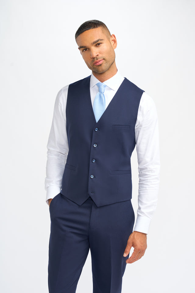 Cavani James - Gilet Navy Super 130s Wol