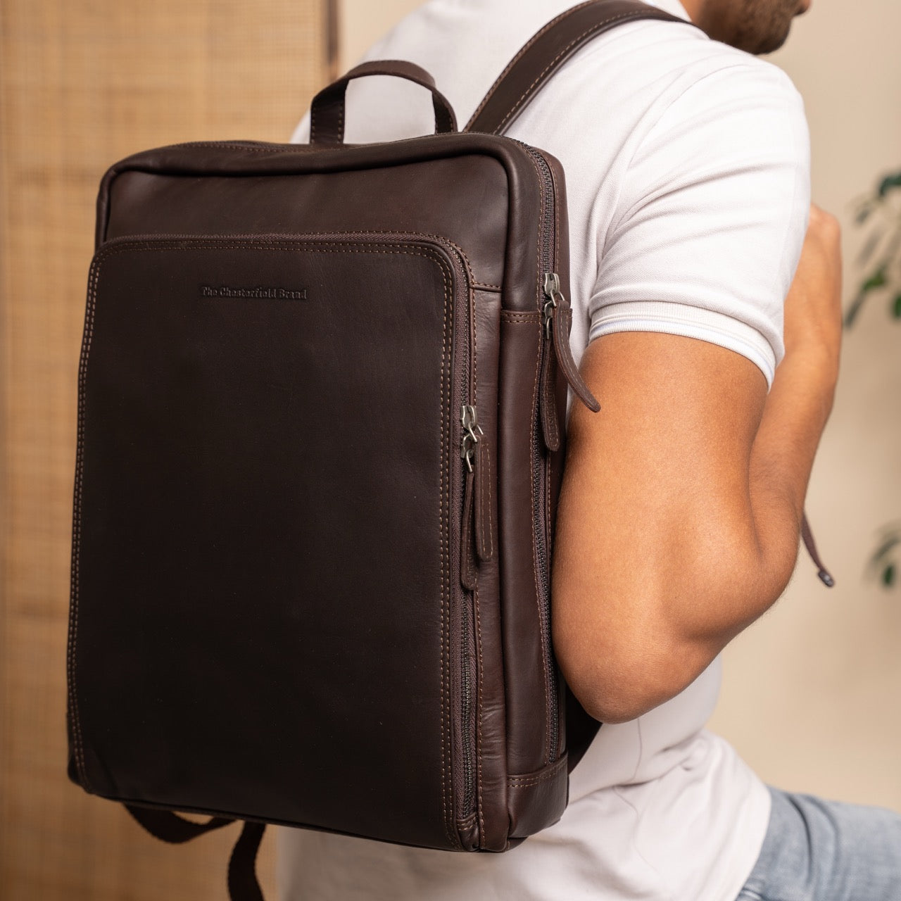 Leren Laptoprugzak Bruin Jasper
