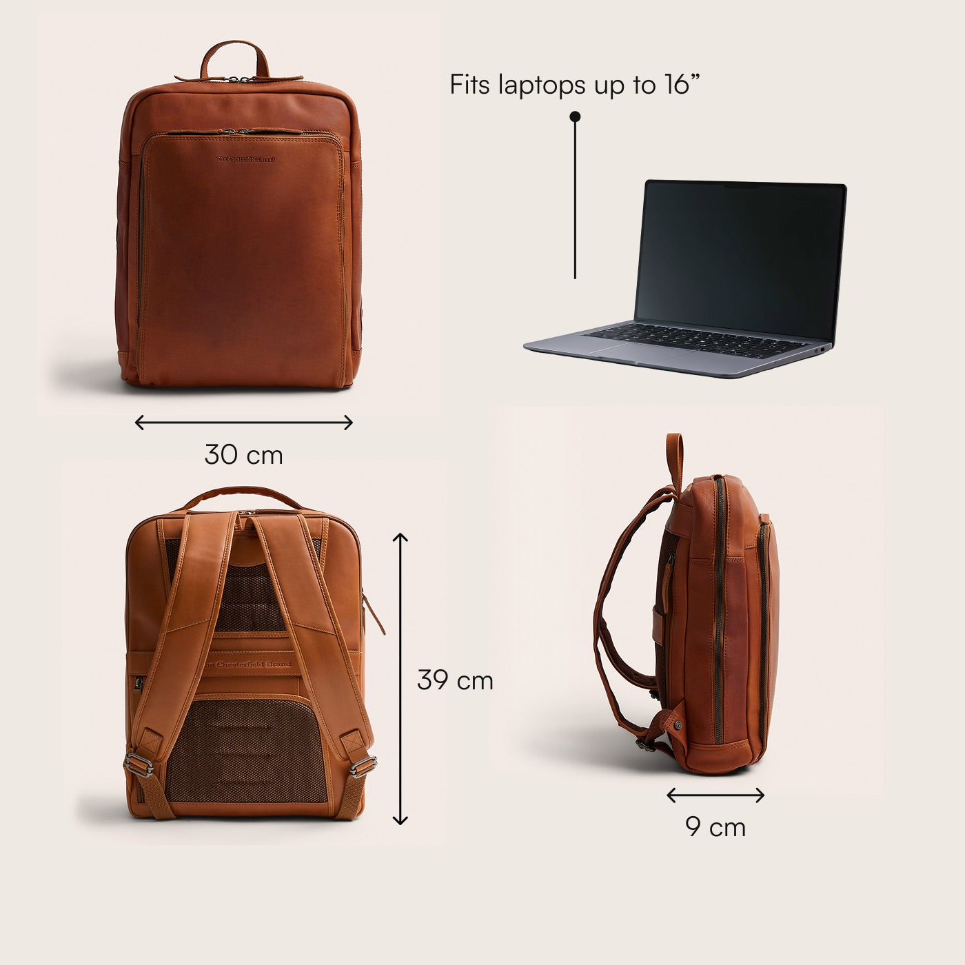 Leren Laptoprugzak Cognac Jasper