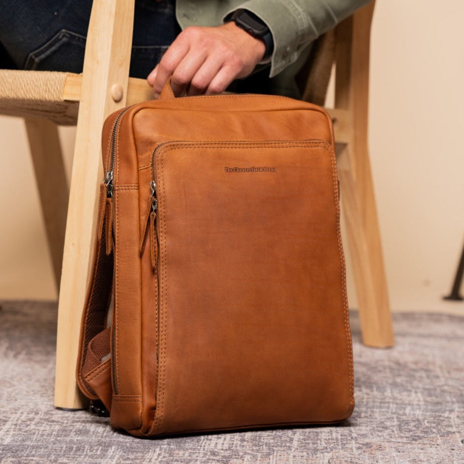Leren Laptoprugzak Cognac Jasper