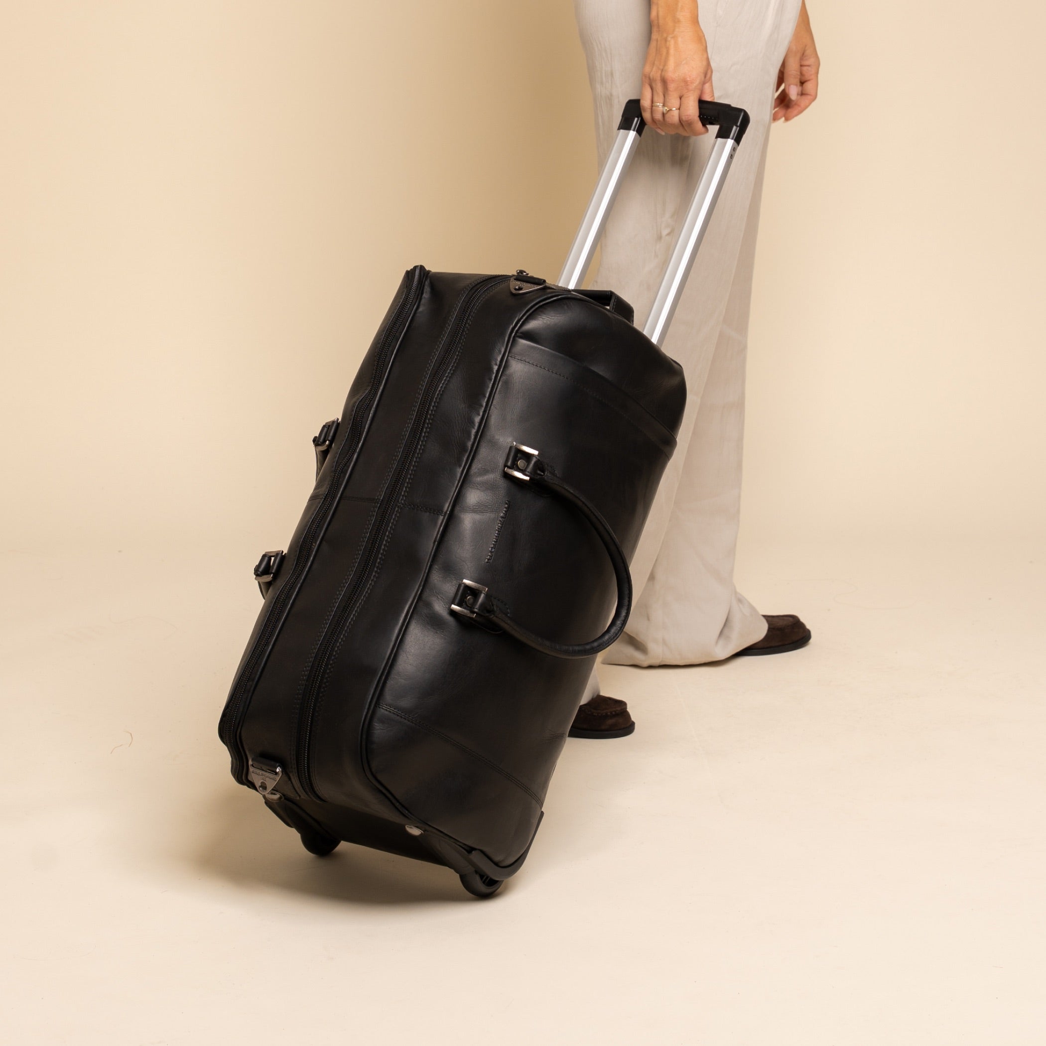 Leren Trolley Weekendtas Zwart Jayven