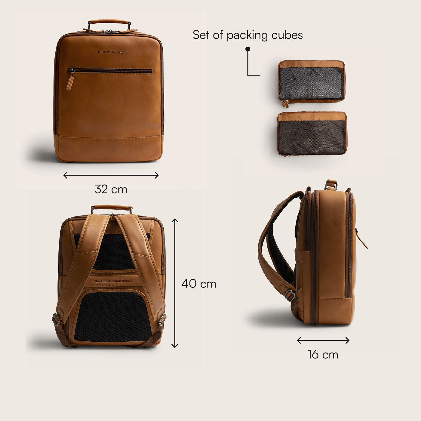 Leren Rugzak Cognac Jamaica