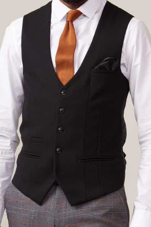 Kelvin Black Gilet - Single Breasted - gilet