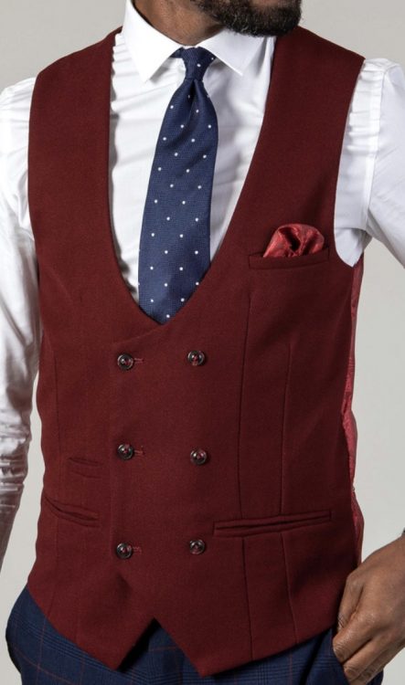 Kelvin Wine Red Gilet - Double Breasted - gilet