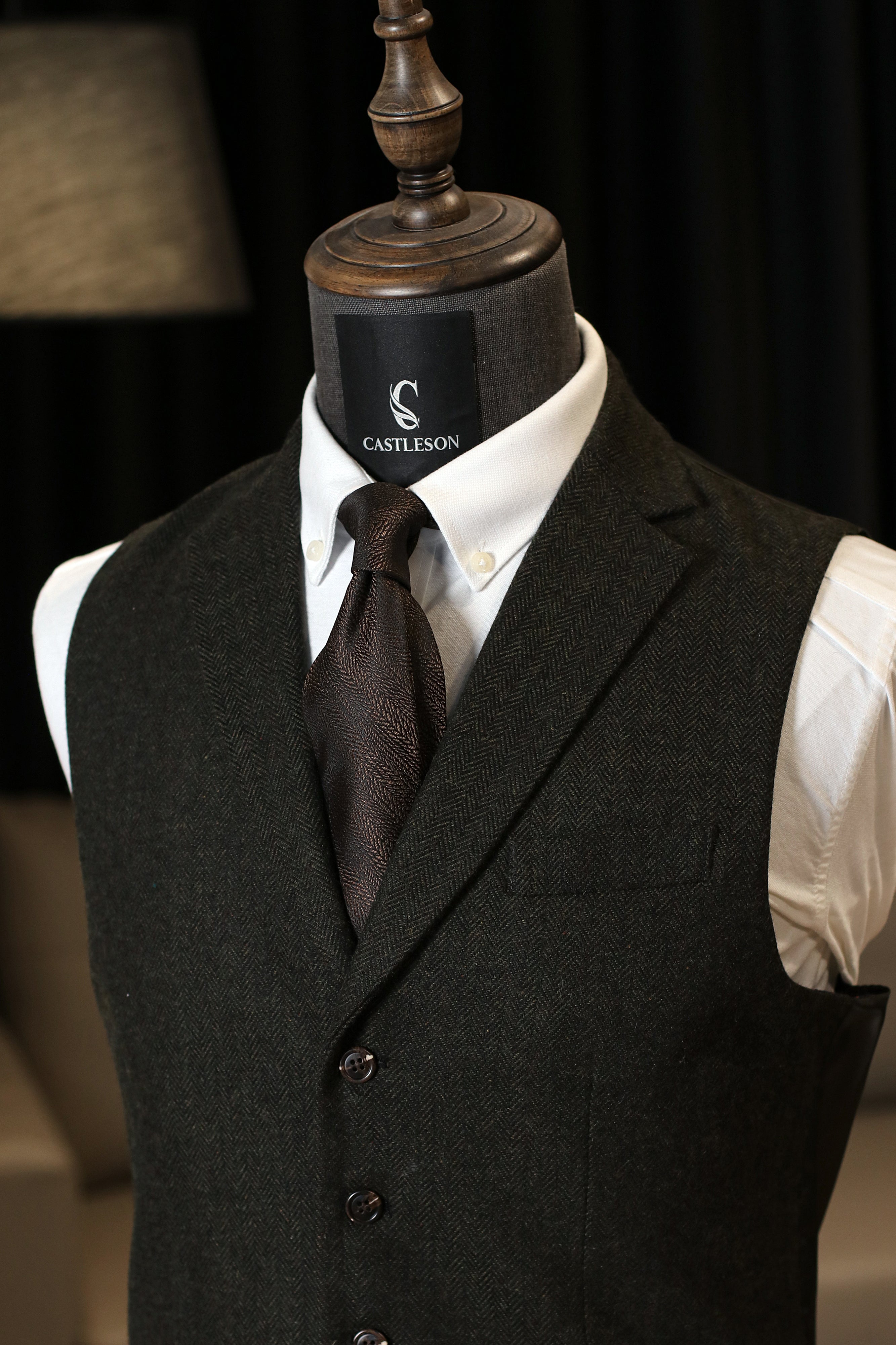 CASTLESON Chief - Gilet Olive Tweed