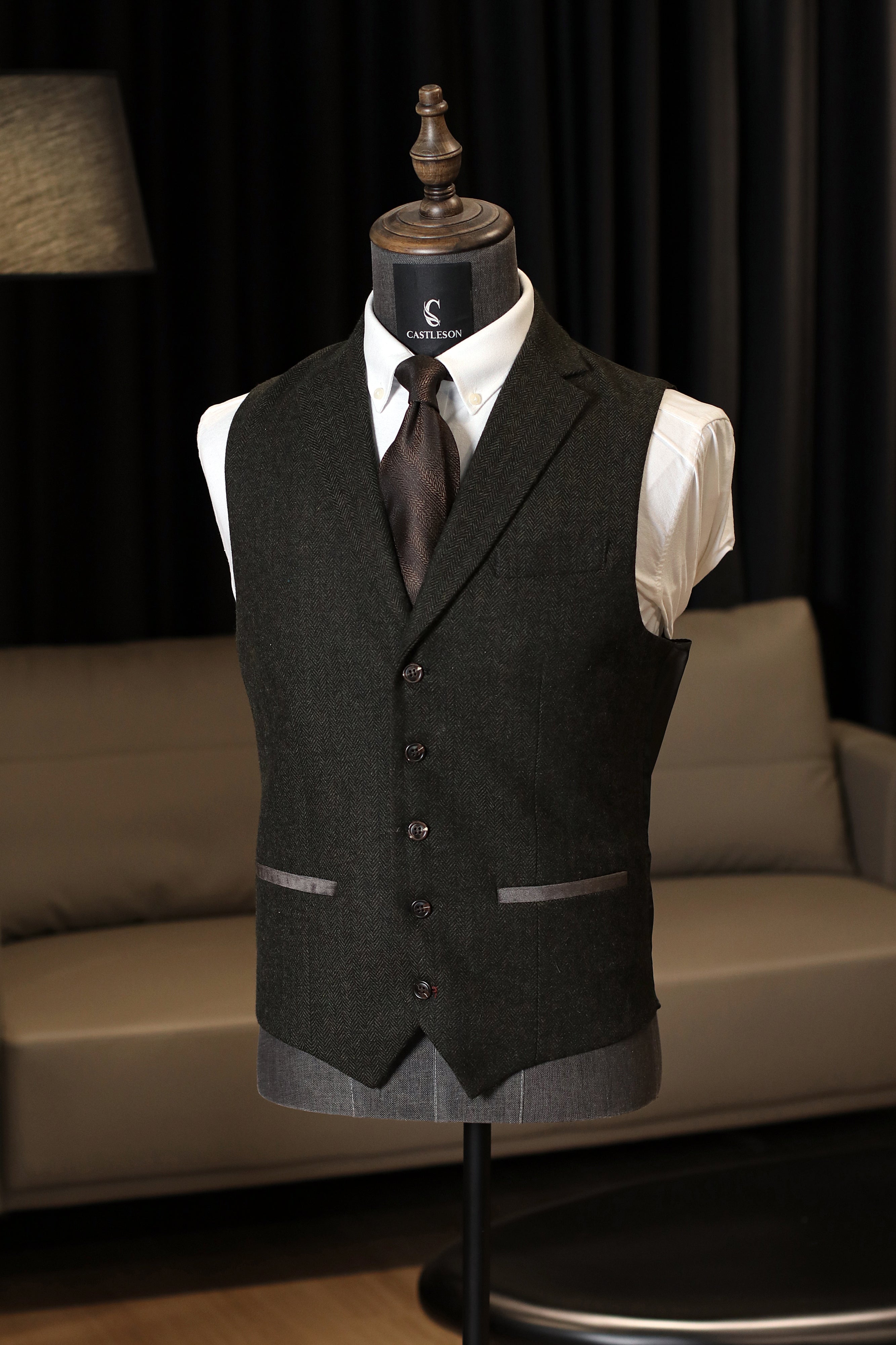 CASTLESON Chief - Gilet Olive Tweed