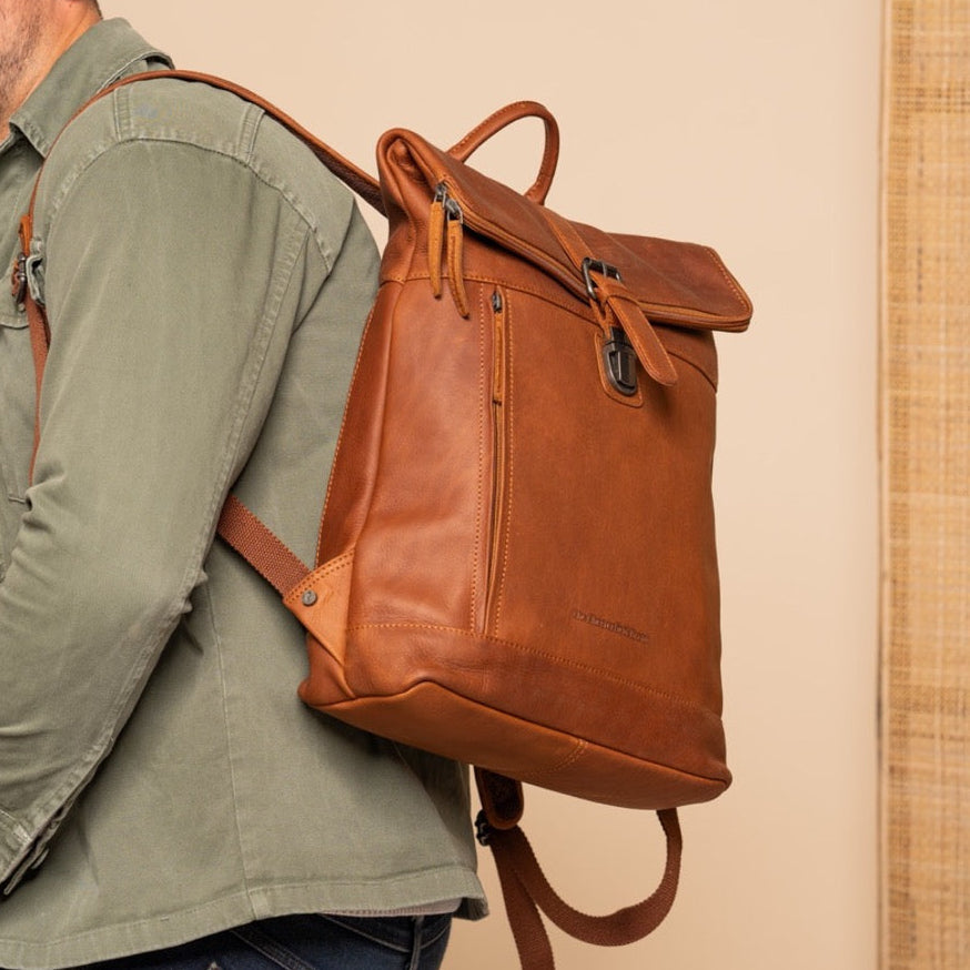 Leren Laptoprugzak Cognac Larsson
