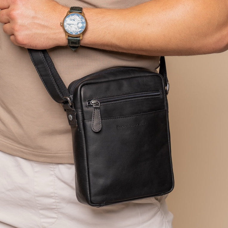 Leren Crossbody Tas Zwart Laveno