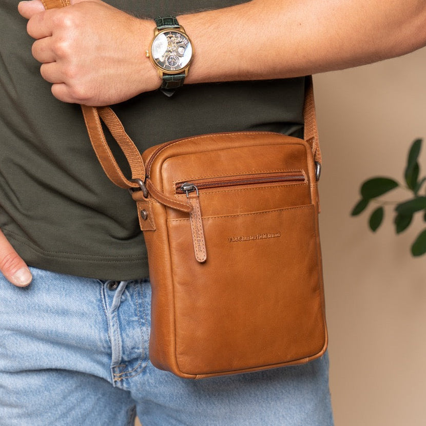 Leren Crossbody Tas Cognac Laveno