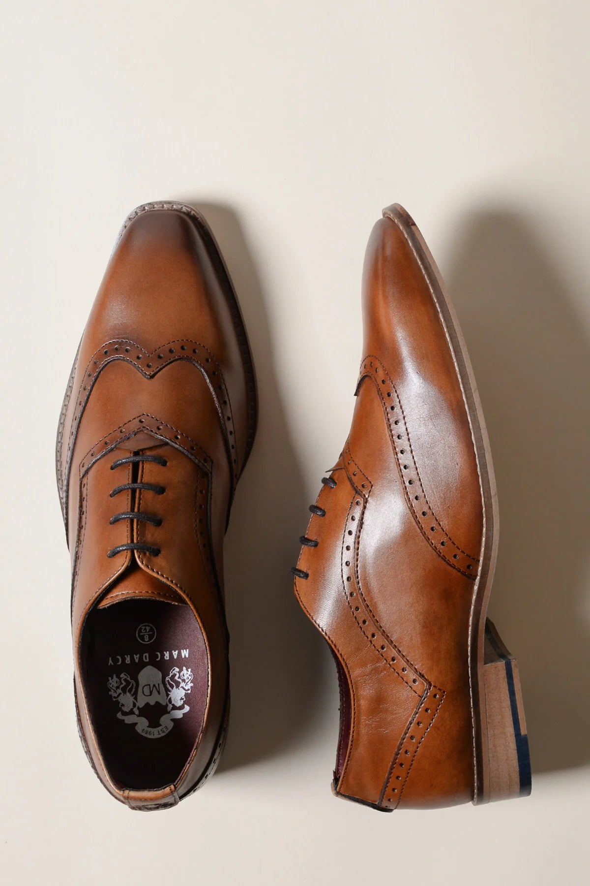 Bruine leren schoenen Marc Darcy Dawson - Wingtip brogue