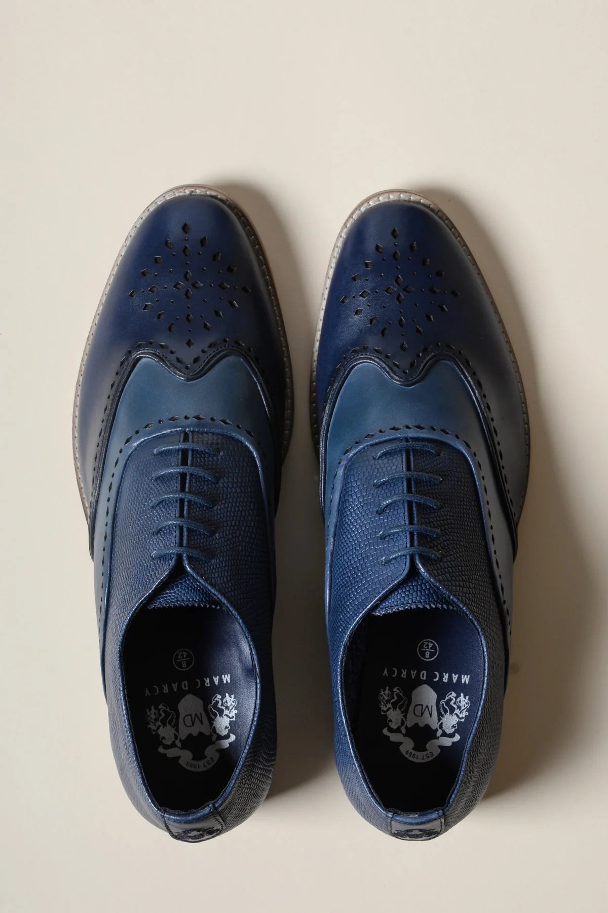 Navy leren schoenen Marc Darcy Ryan - Wingtip brogue