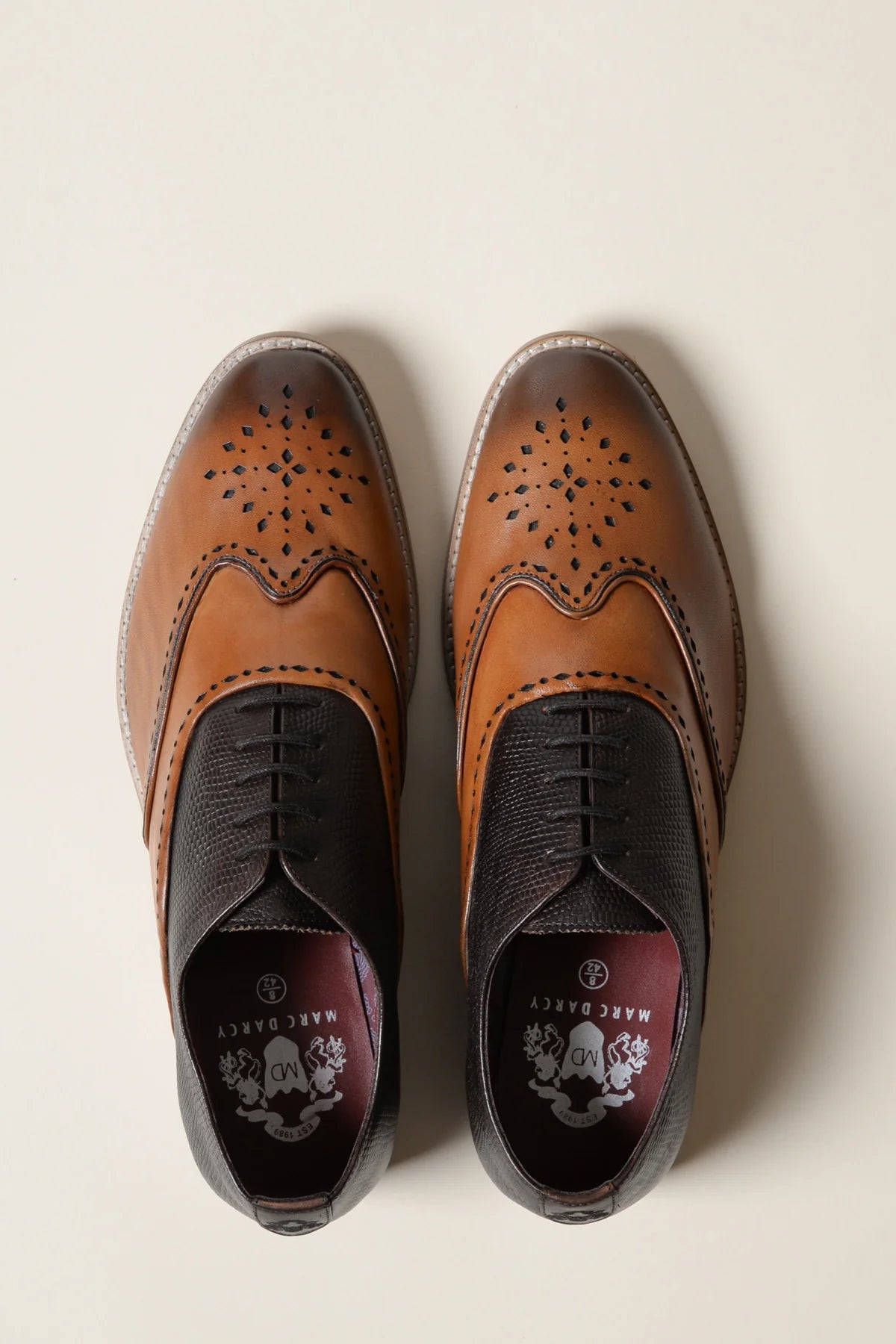 Bruine leren schoenen Marc Darcy Ryan - Wingtip brogue