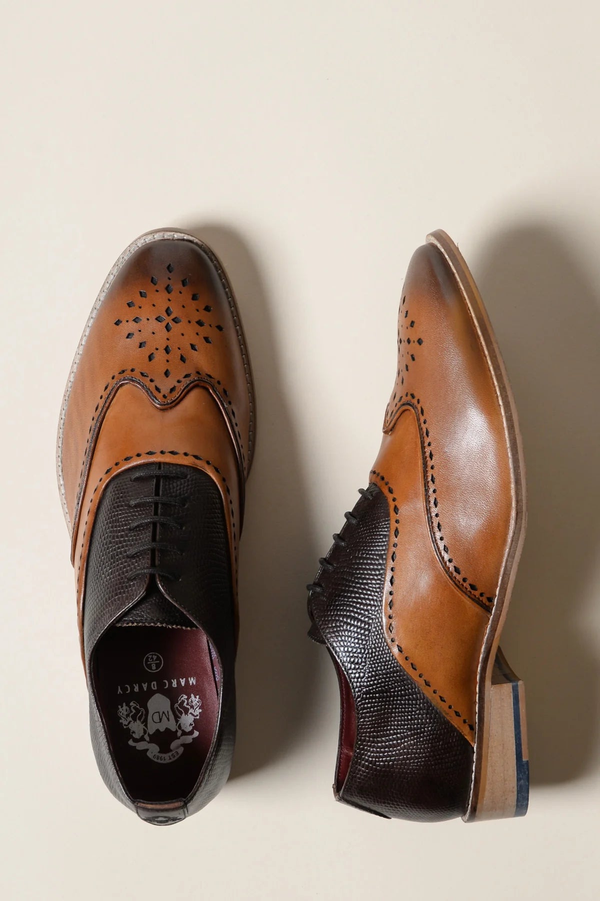 Bruine leren schoenen Marc Darcy Ryan - Wingtip brogue