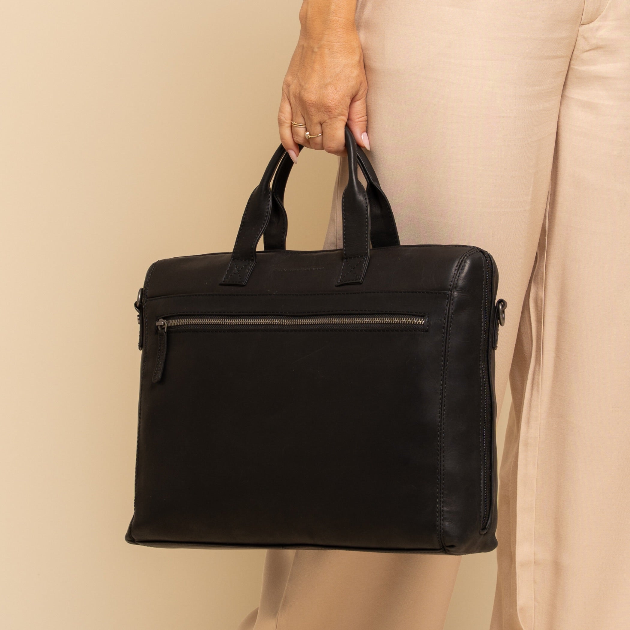 Leren Laptoptas Zwart Levanto
