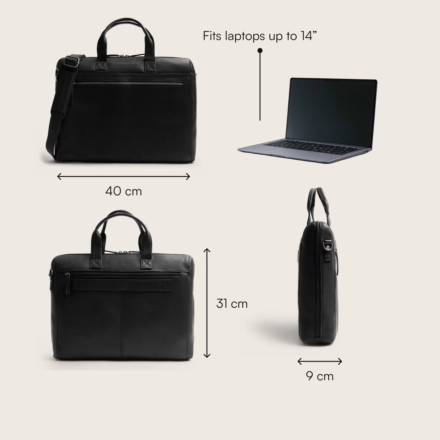 Leren Laptoptas Zwart Levanto