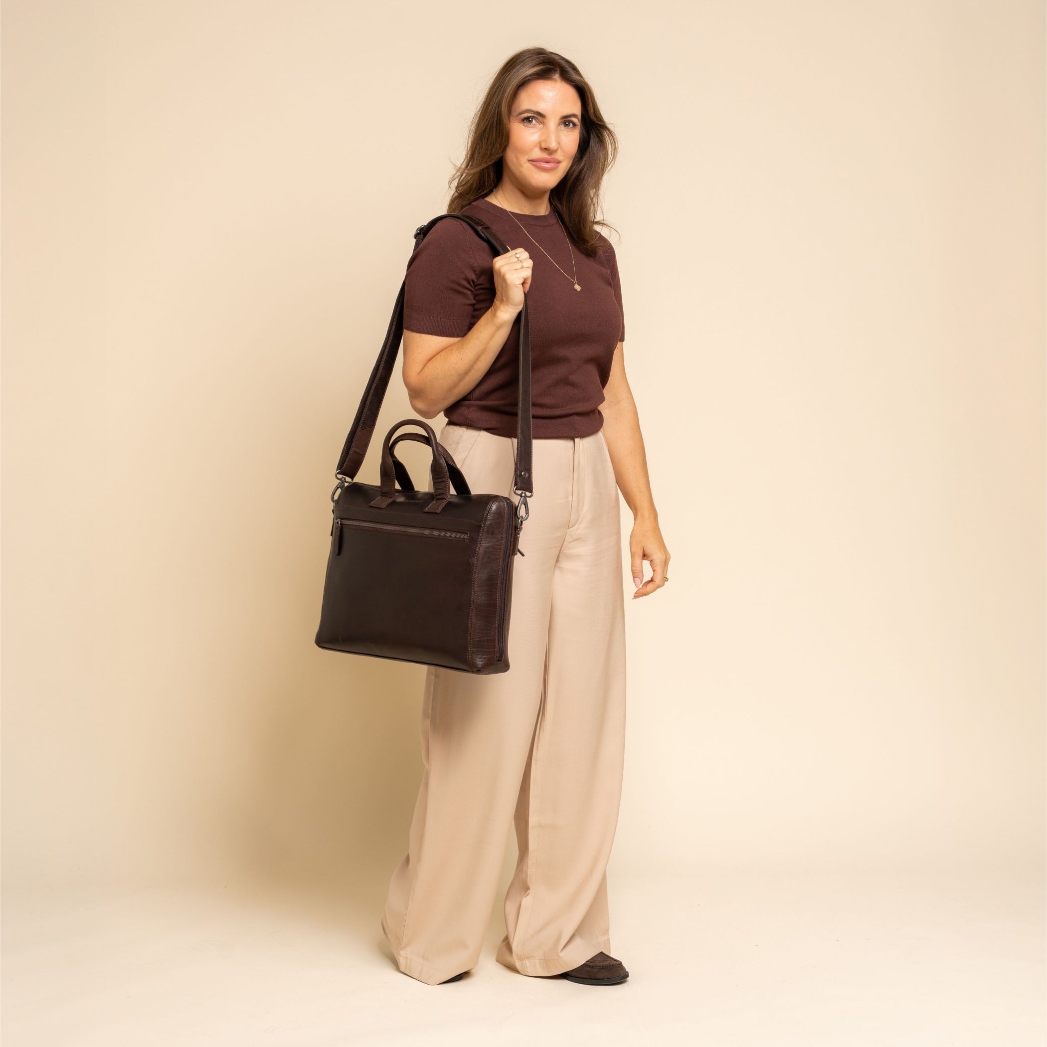 Leren Laptoptas Bruin Levanto
