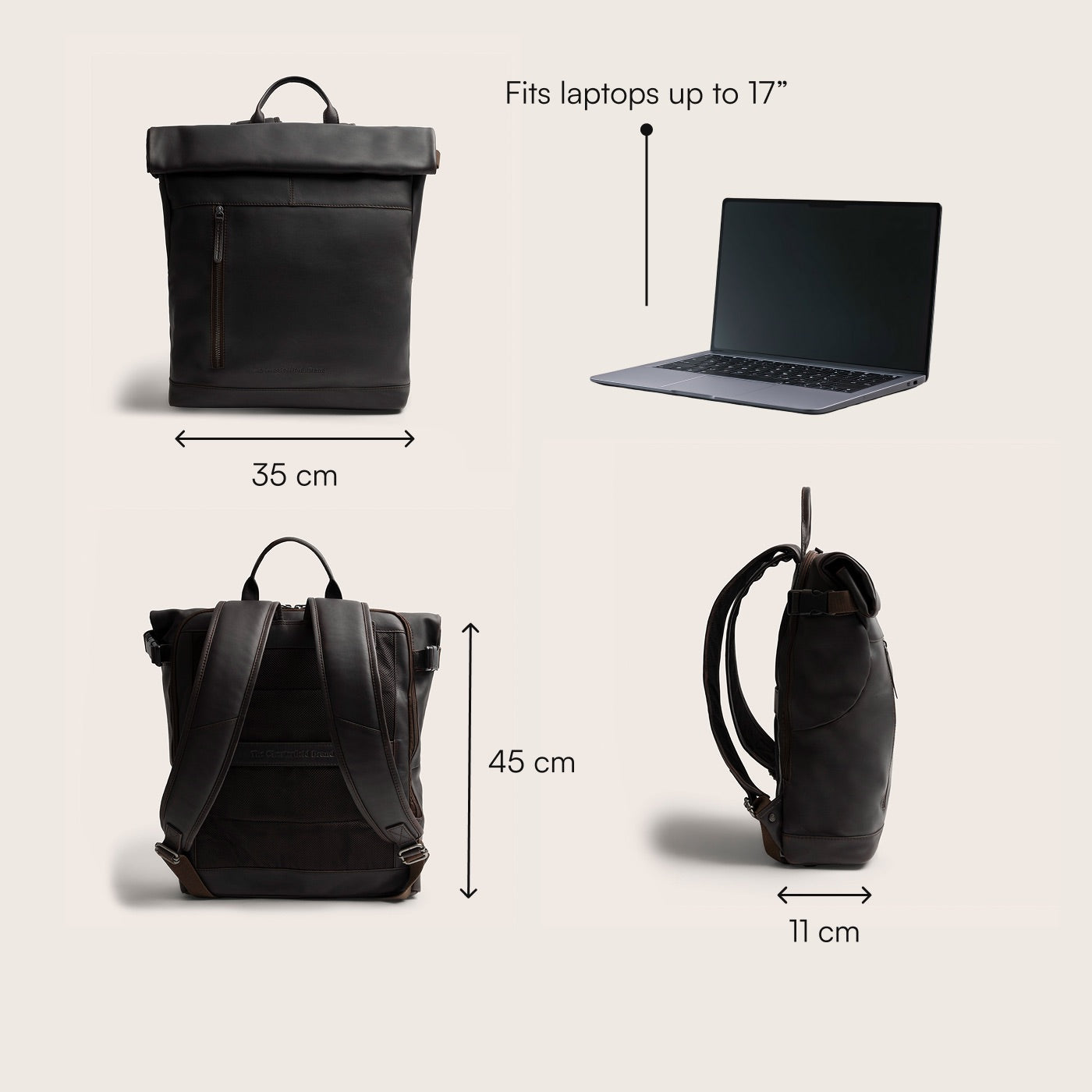 Leren Rolltop Rugzak Bruin Liverpool