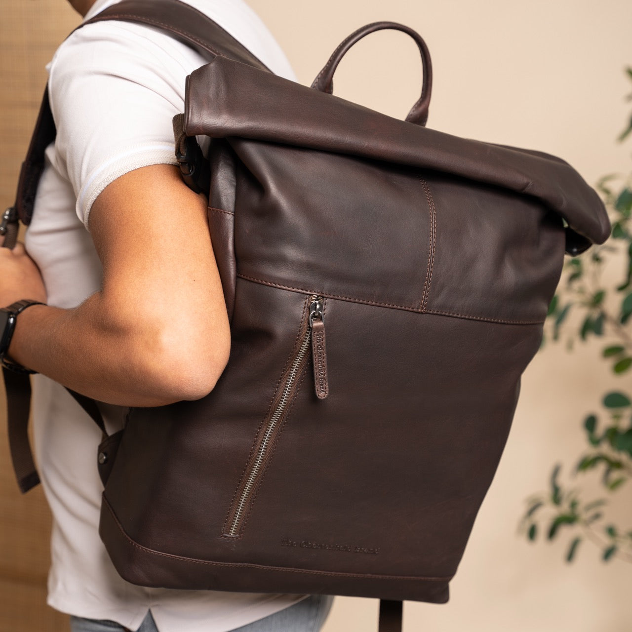 Leren Rolltop Rugzak Bruin Liverpool