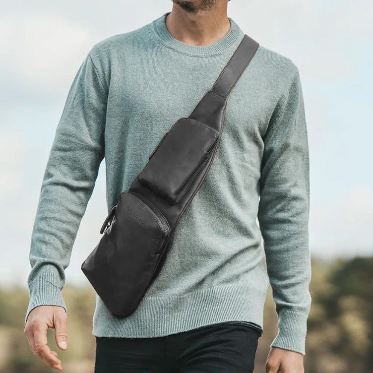 Leren Sling Bag Zwart Logan