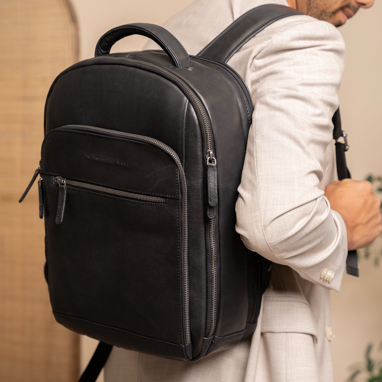 Leren Laptoprugzak Zwart Maggiore