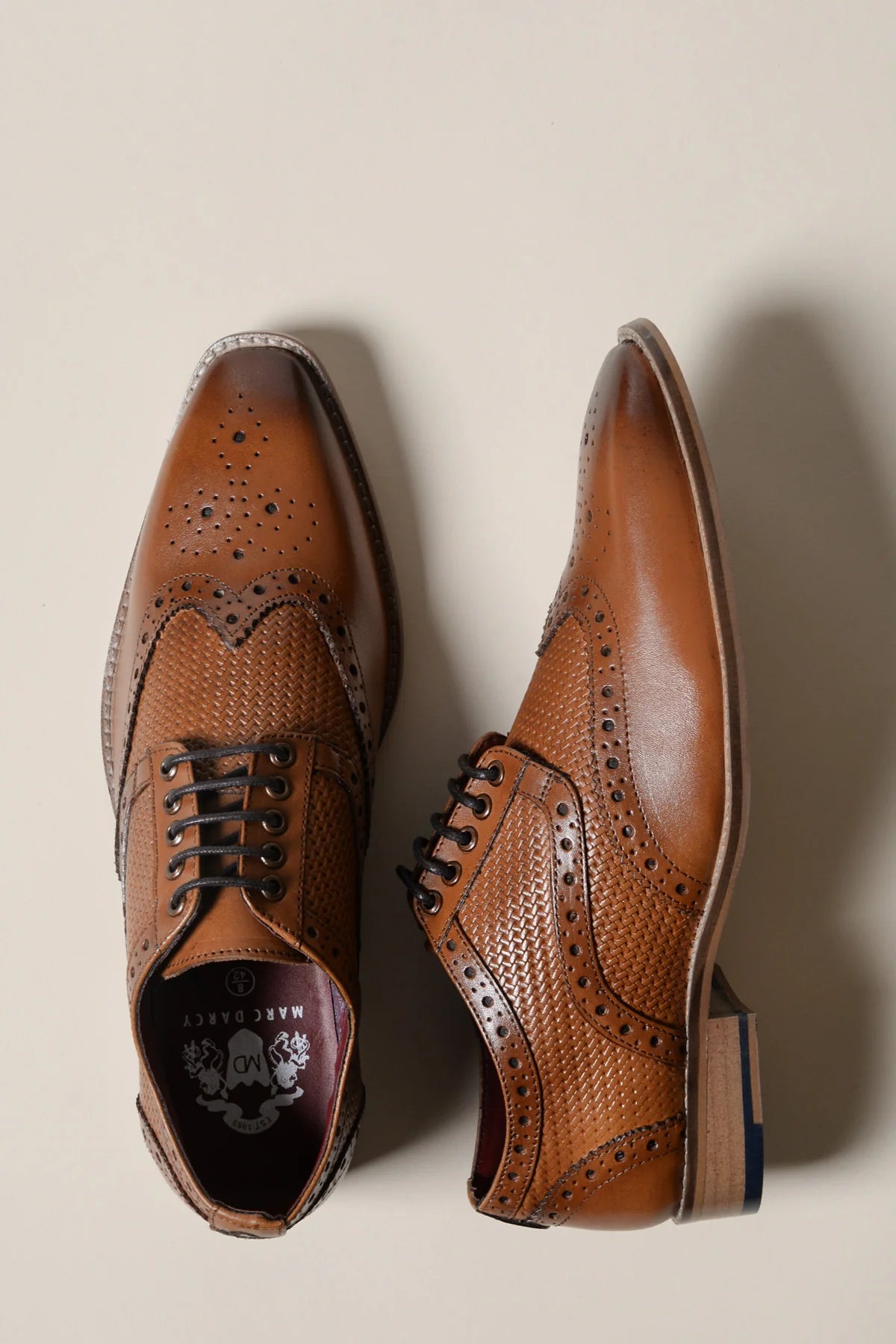 Bruine leren schoenen Marc Darcy Brandon - Wingtip brogue