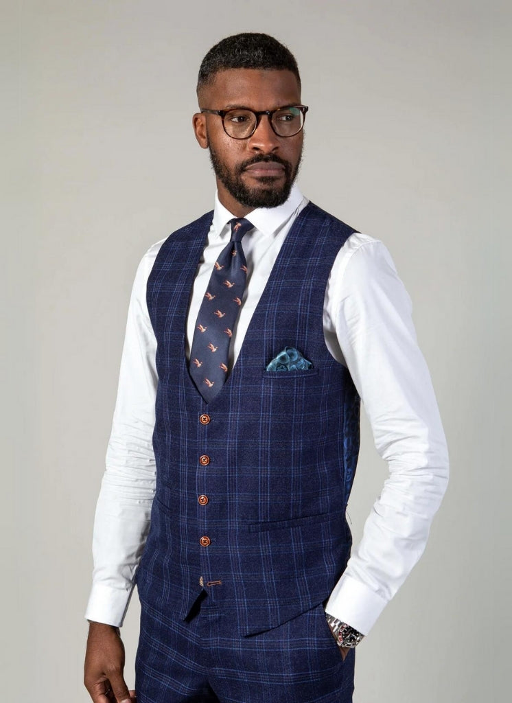Marc Darcy - Gilet Blauw Chigwell Tweed
