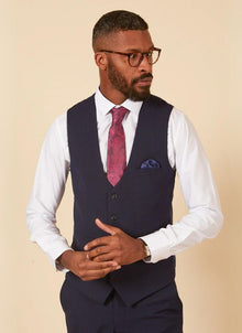 Marc Darcy - Gilet Ruitpatroon Donker Blauw Bromley Navy