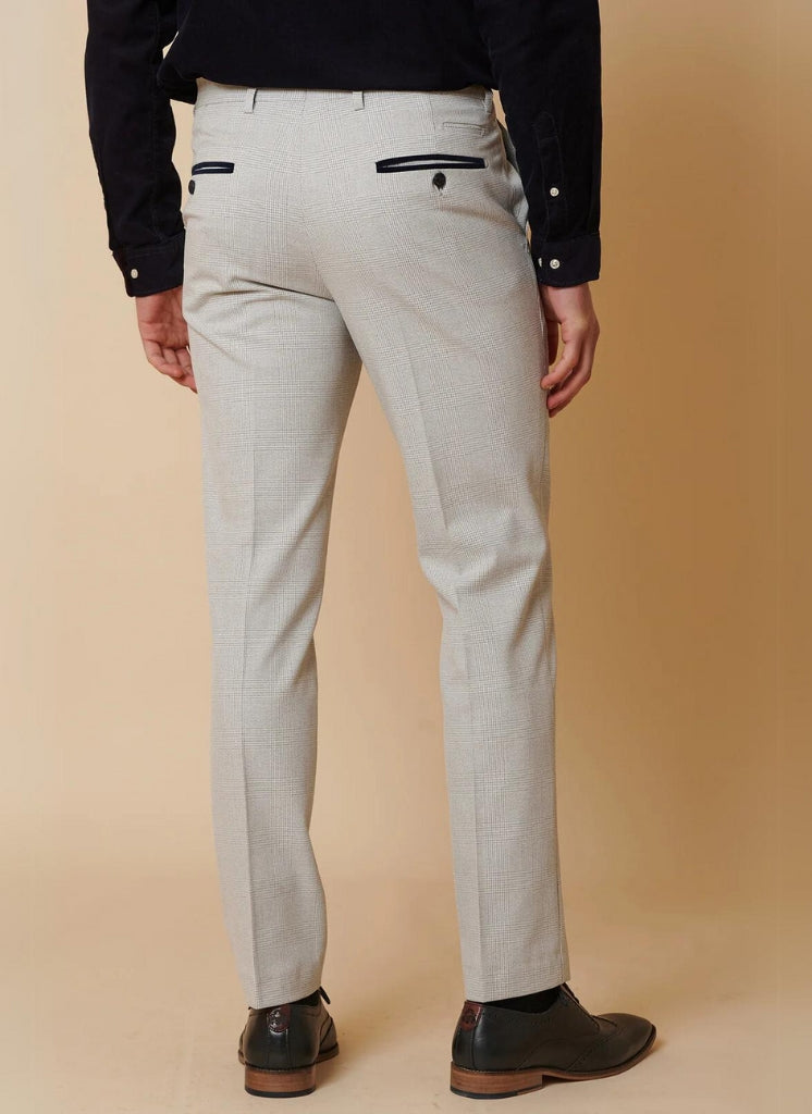 Marc Darcy - Pantalon Ruitpatroon Wit Bromley Stone