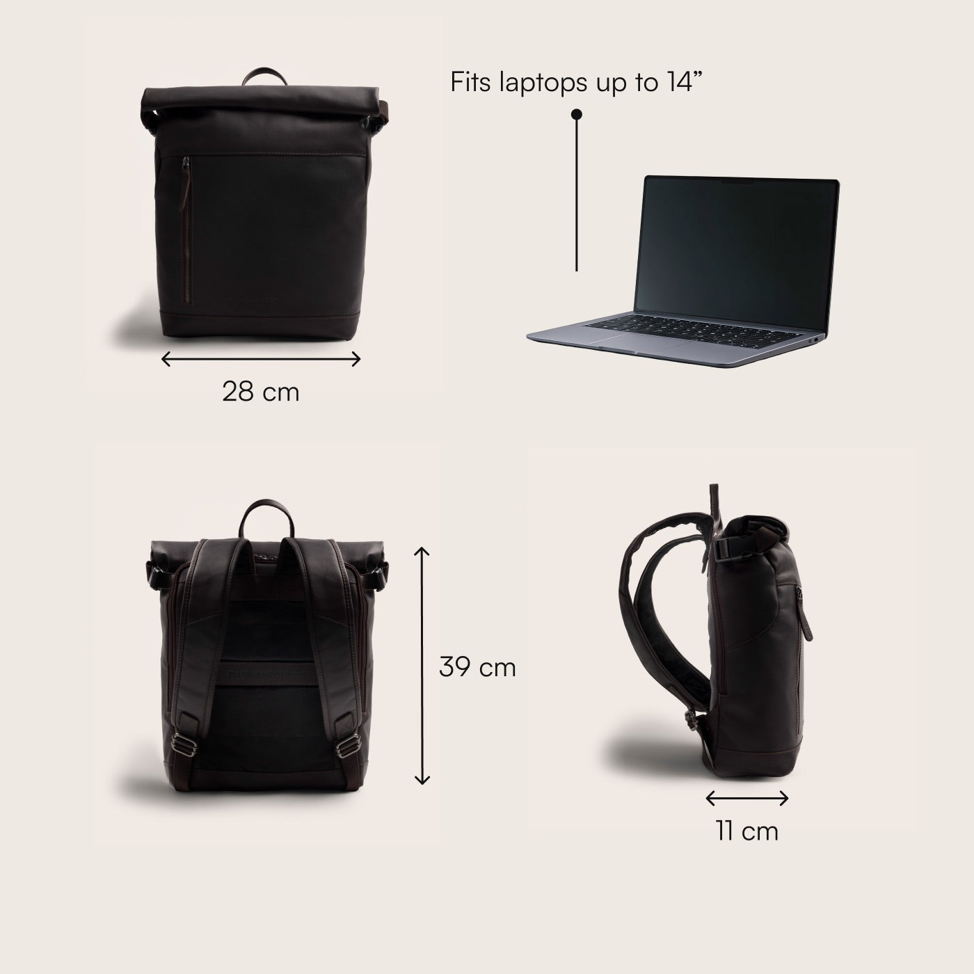 Leren Rolltop Rugzak Bruin Mazara