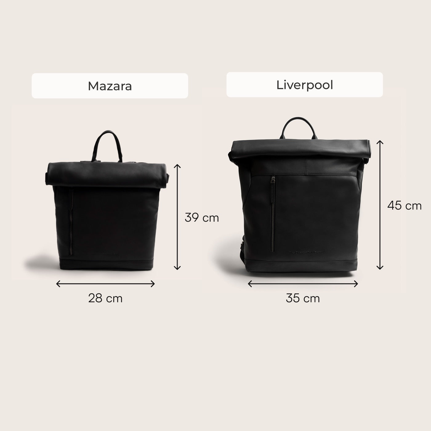 Leren Rolltop Rugzak Zwart Liverpool