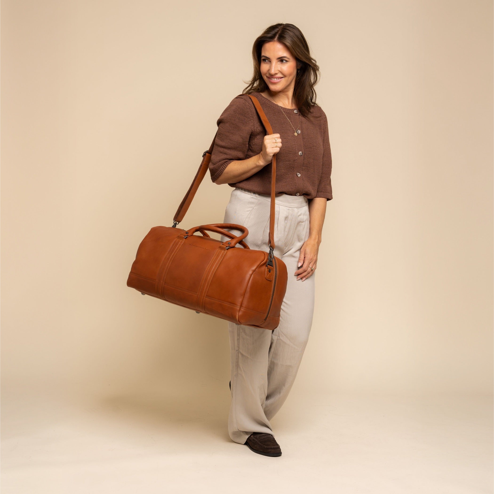 Leren Weekendtas Cognac Melbourne