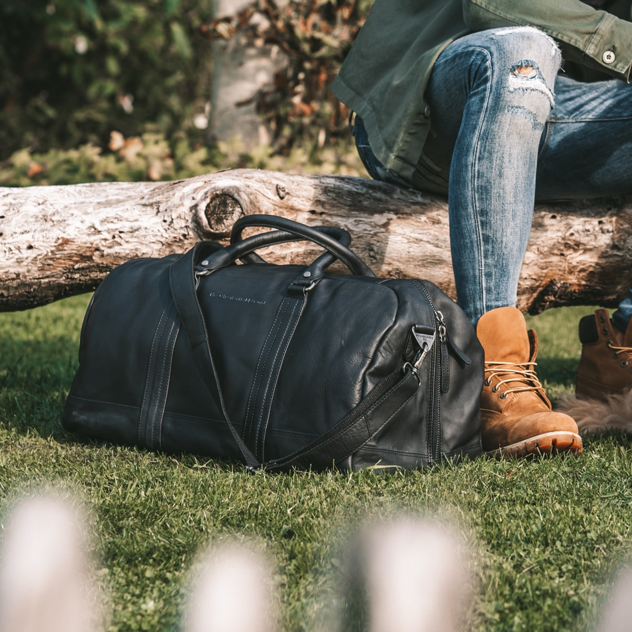 Leren Weekendtas Zwart Melbourne