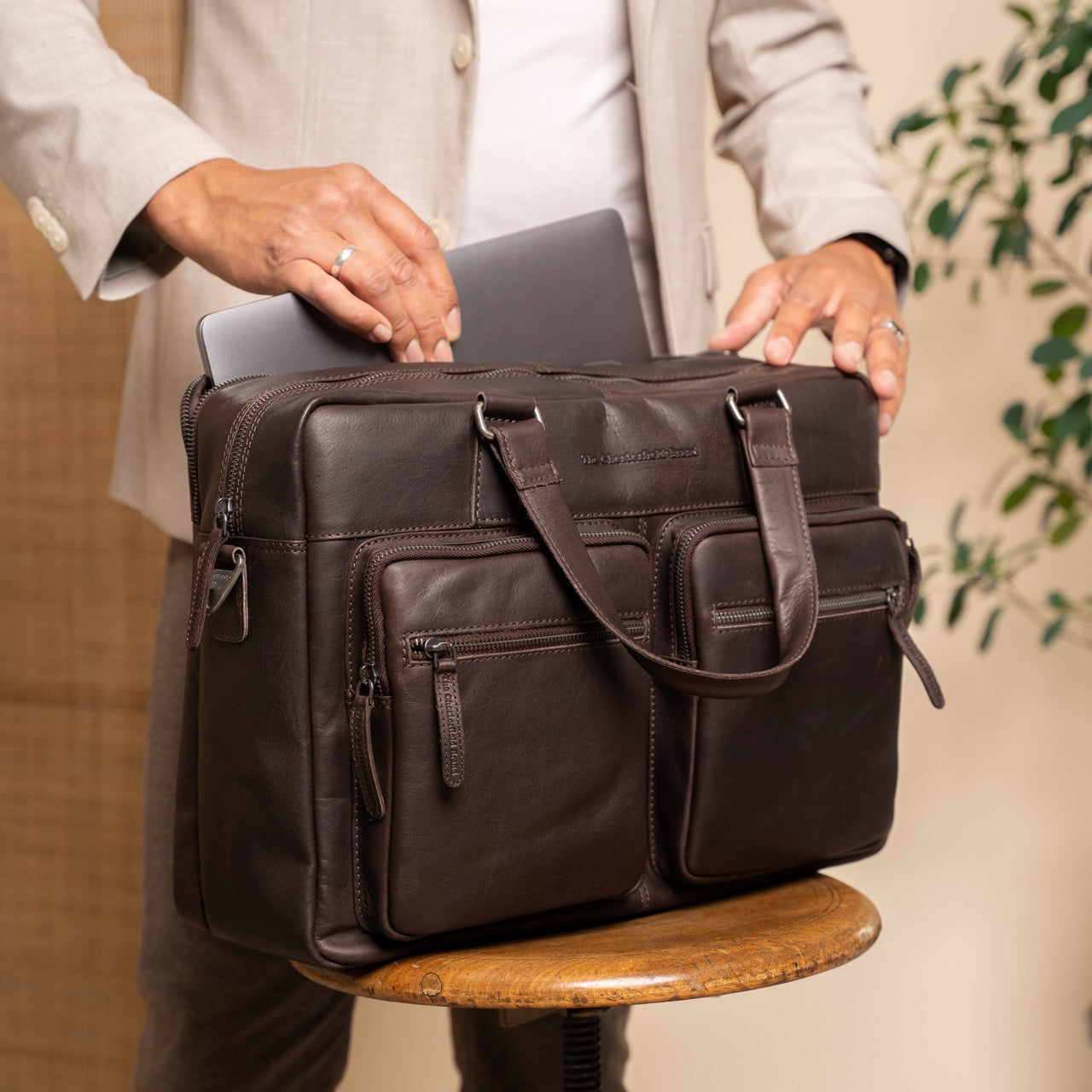 Leren Laptoptas Bruin Misha