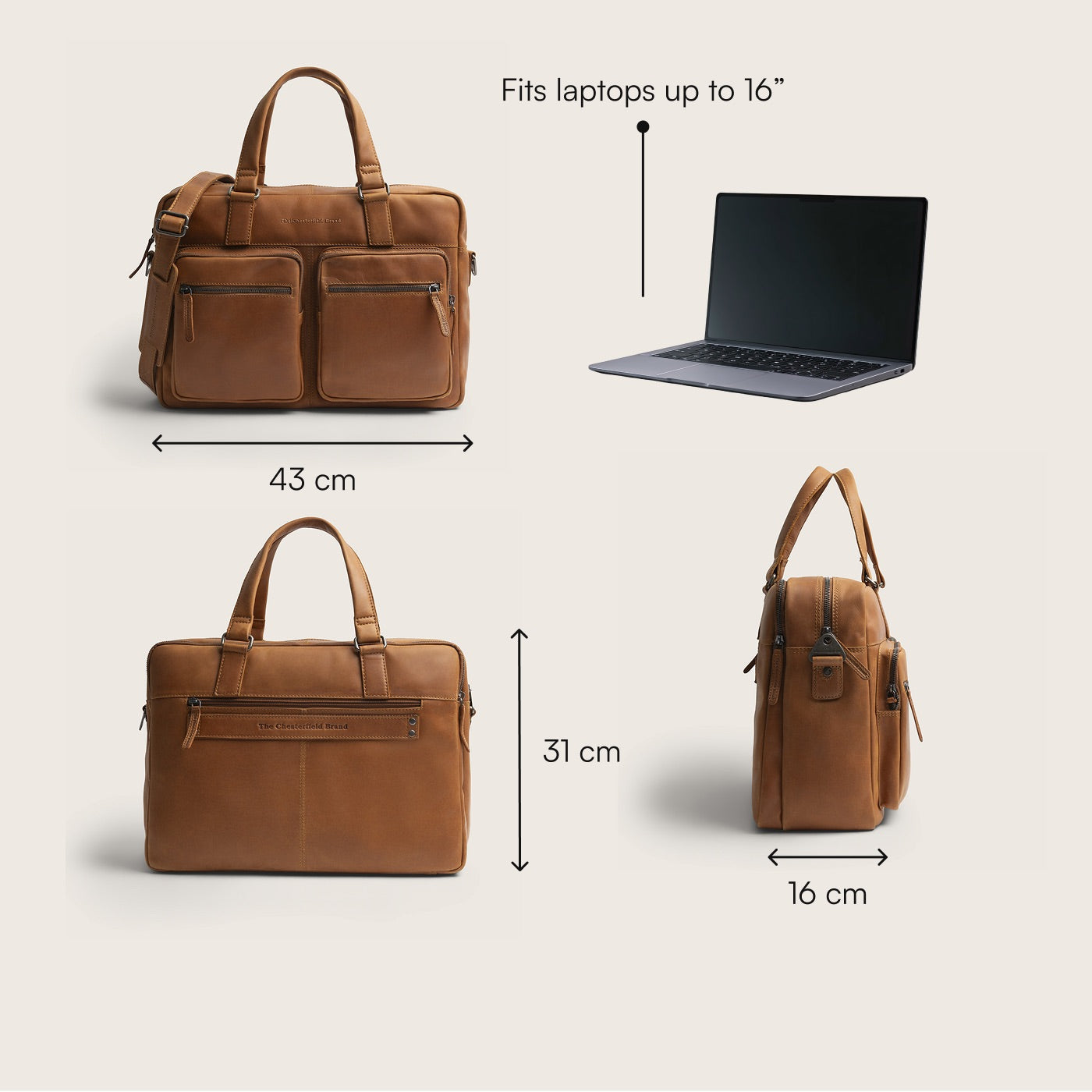 Leren Laptoptas Cognac Misha