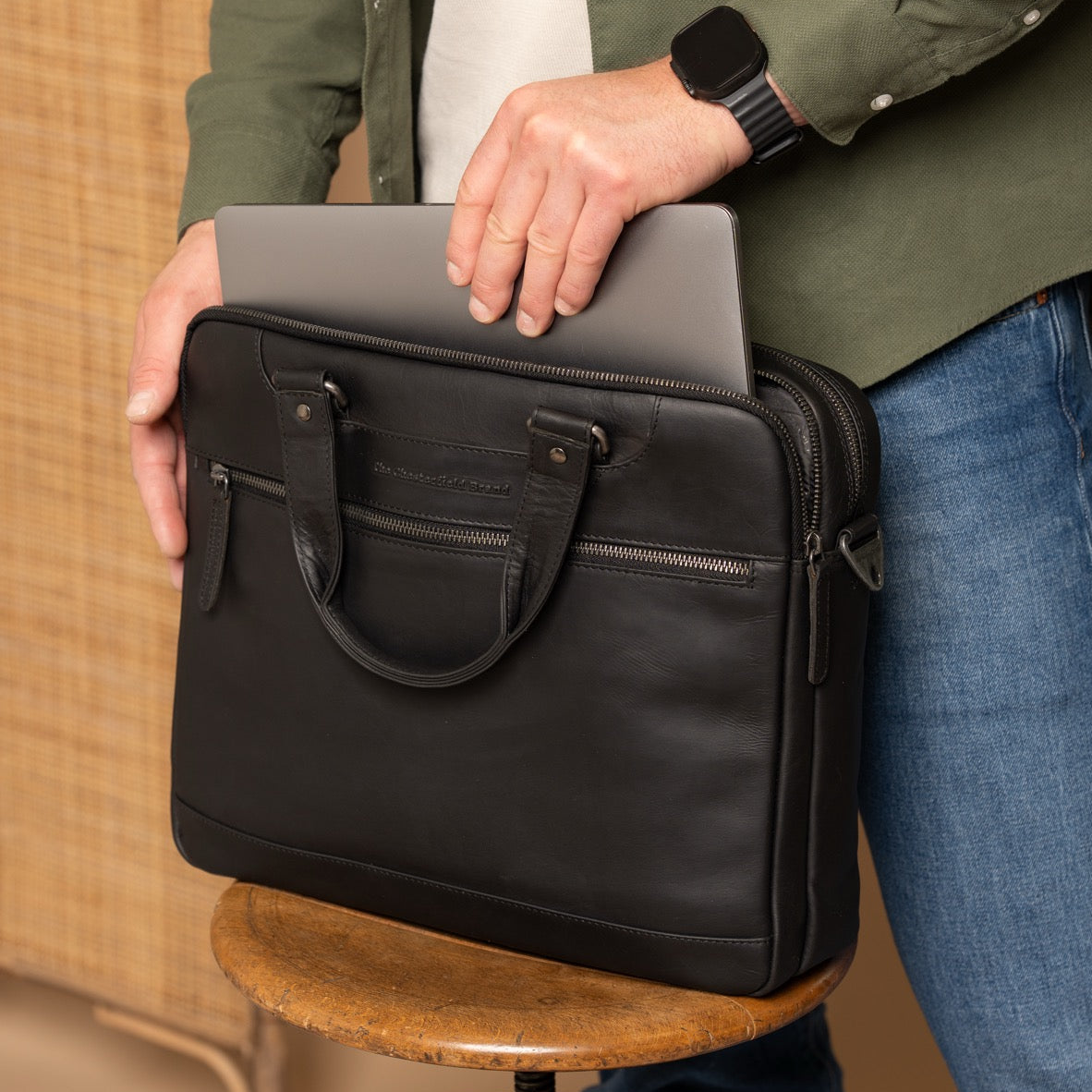 Leren Laptoptas Zwart Montara