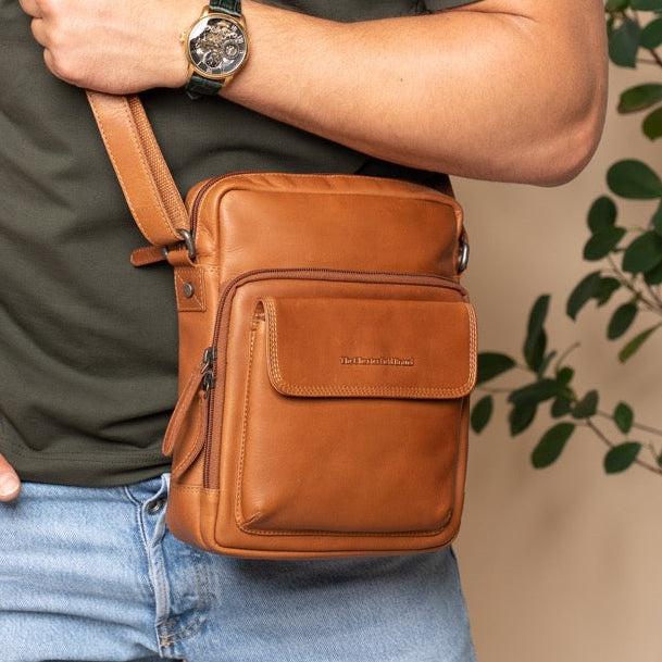 Leren Crossbody Tas Cognac Montira
